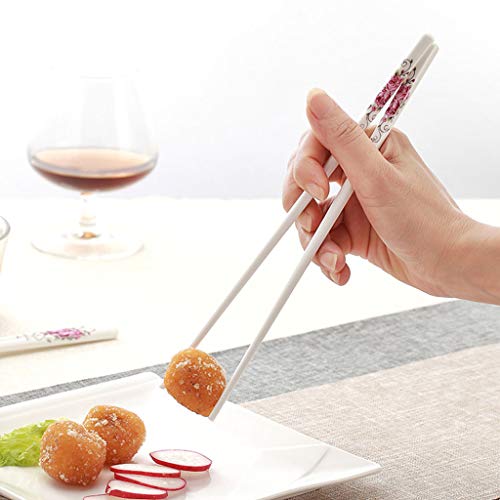 Coffret Cadeau de 2 Paires de Baguettes en Porcelaine réutilisables, Baguettes l antidérapantes, Baguettes Chinoises en Porcelaine Tendre, Baguettes japonaises à Sushi en céramique Blanche 2