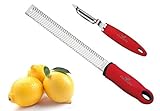 Summer Sale! Lemon Zester-Cheese Grater+Vegetable Swivel Peeler+Safety Cover+Cooking EBook, Red