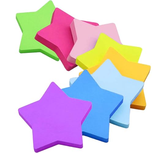 jatimdotin 560 Blatt Farbige Haftnotizen, Selbstklebende Klebezettel, Stern Haftnotizen, 8 Brillante Farben, Page Marker für Erinnerung Checkliste oder To Do, 70 x 70 mm