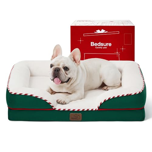 Bedsure Orthopedic Dog Bed for Medium Dogs - Waterproof Dog Sofa Beds Medium, Supportive Foam Pet Couch Bed with Removable Washable Cover, Waterproof Lining and Nonskid Bottom, Green