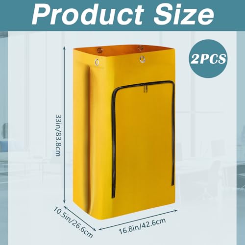 Image of Meanplan 2 Pack Cleaning Cart Bag Zippered Front Replacement Janitorial Cart Thick Bag Large Capacity Commercial Cleaning Bags for Housekeeping Carts, Yellow (33 x 16.8 x 10.5 Inch)