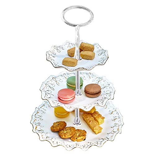 3-Tier 15 Inches Cupcake Silver Stand Hardware Fittings, Metal Mold Oval Holder Diy Making For Fruit Plate Cake Stand Snack Tray Replacement Parts For Tea Party Wedding Decor (3 Sets - Silver Oval) #TOP4