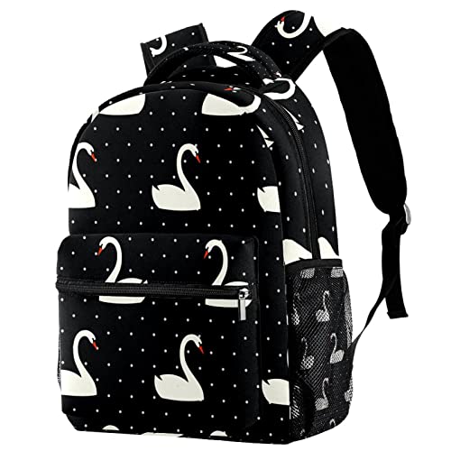 Sac à dos de voyage avec porte-bouteille étanche motif cygne blanc