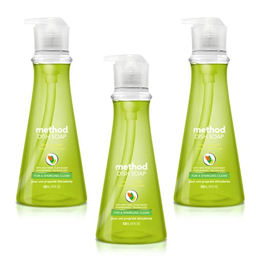 Method Liquid Dish Soap 18 oz. Dispenser | 3 Pack | Naturally Derived Dish and Hand Soap (Lime + Sea Salt)
