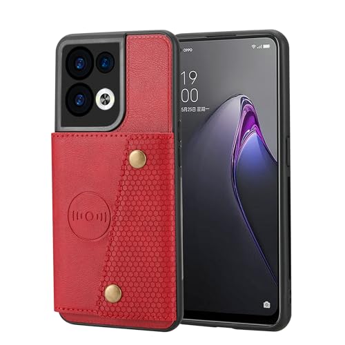 for Oppo Reno 8 Pro 5G Case Compatible with Oppo Reno 8 Pro 5G Phone Case Cover [Card Design + Mobile Phone Holder] XLL-SK red