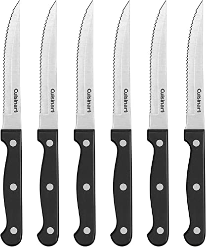 Comparison: Best Serrated Steak Knives 2 Cuisinart Knife Set, 6pc Steak Knife Set with Steel Blades for Precise Cutting, Lightweight, Stainless Steel & Durable, C77TR-6PSK, Black