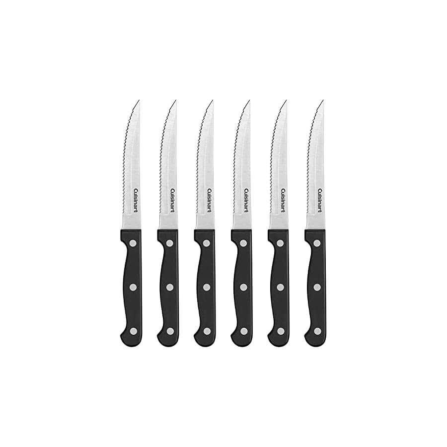 Cuisinart-C77TR-6PSK-Triple-Rivet-Collection-6-Piece-Steak-Knife-Set-Black Cusinart Knife Set, 6pc Steak Knife Set with Steel Blades for Precise Cutting, Lightweight, Stainless Steel & Durable, C77TR-6PSK, Black