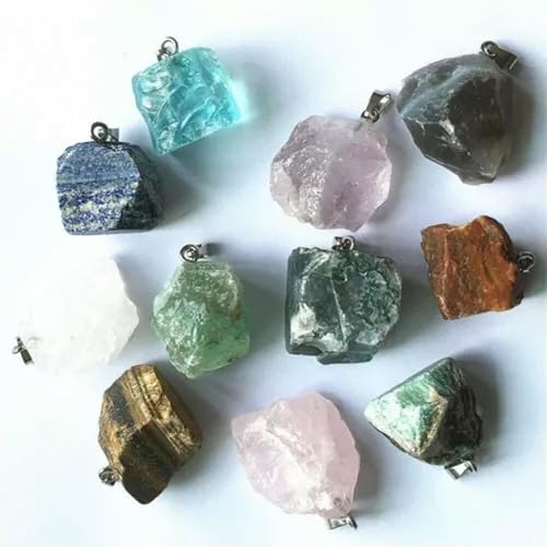Collier pierre de quartz véritable pendentif cristal de roche lot de 10