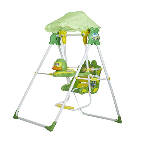 Image of Funride Daizy Musical Garden Swings with Umbrella Hood for Kids (Green)