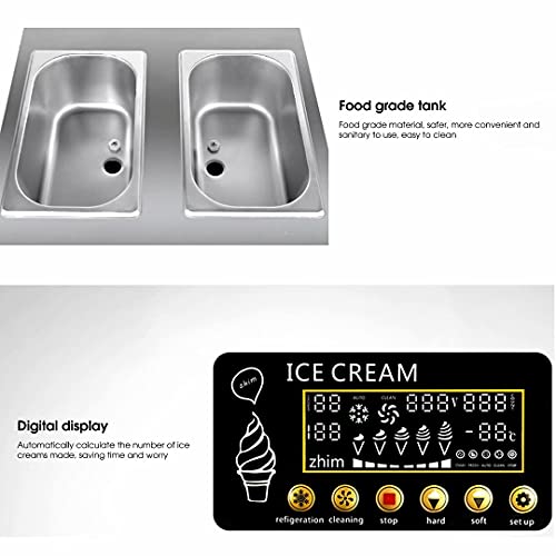Foto von Kommerzielle Eismaschine, 1200 W 16L-18 / H Edelstahl Smoothie Frozen Drink Maker 3 Geschmacksrichtungen Sweet Cone Ice Cream Maker für den gewerblichen oder privaten Gebrauch