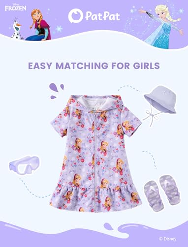 Image of Disney Princess Frozen Stitch Marvel Minnie Girl Swim Cover Up Terry Cloth Swimsuit Coverup Zip-up Bathing Suit Wrap Hooded