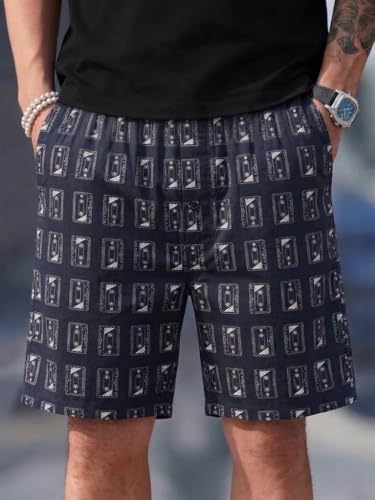 Image of Men's Cotton Casual Shorts |Striped Half Pants for Men |Comfortable | Elastic Waist with Drawstring | Lightweight & Comfortable for Beach Vacations, Casual Daily Outings & Sleepwear Bermuda Shorts