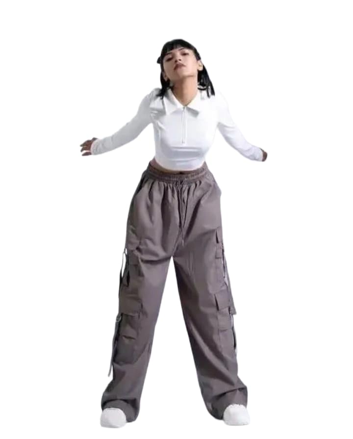 Women's Mid-Rise Regular Fit Full-Length Jeans Cargos with 6 Pockets Cotten Blended Jeans Cargos for Girls, Stylish Outdoor & Casual Wear,Size Fit- Small to XL-image-46