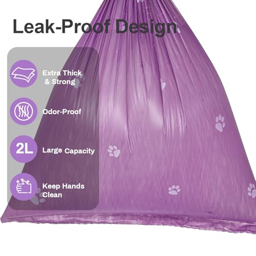 Image of Scented Dog Poop Bags With Dispenser, Strong and Leak-proof Waste Bags for Pets, 870 Count (58 Packs of 15), 13 Inch x 9 Inch (Purple)