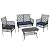 wallowsun 4 Piece Patio Furniture Set, Outdoor Wicker Chairs Rattan Conversation Sets with Cushions and Glass Coffee Table for Porch Garden Poolside Backyard, Blue