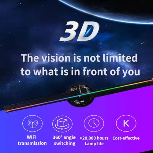 Proiettore 3D con ventola LED ologramma – Controllo app WiFi per splendidi display visivi in occasione di eventi e feste