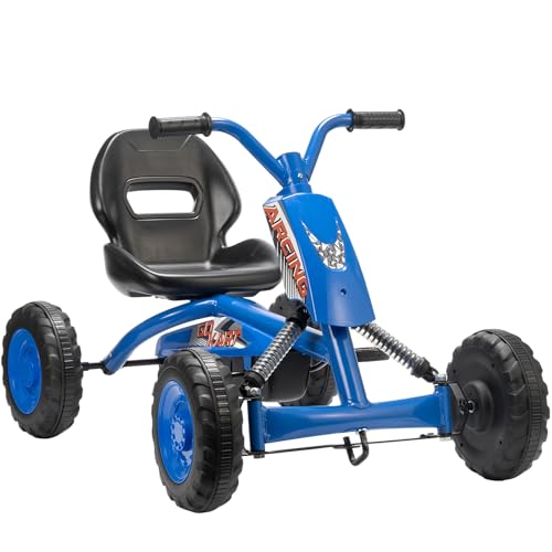 AIYAPLAY Kart Pedales, Go Kart con Ruedas PP, Marco de Acero, Carga 30 kg, para Niños y Niñas de 2-5 Años, Azul