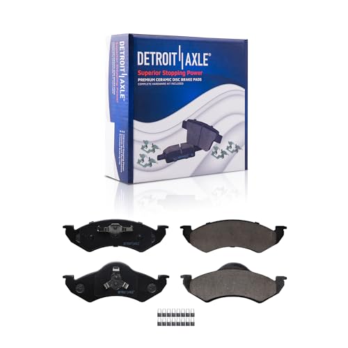Image of Detroit Axle - Front Brake Pads for 00-02 Dodge Dakota Durango, Ceramic Brake Pads w /Hardware 2000 2001 2002 Replacement
