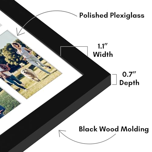 Americanflat 12x30 Collage Picture Frame with Polished Plexiglass - Multi Picture Frames Fit One 8x10 and Eight 5x7 Photos or Use as One 12x30 Frame - Signature Collection - Black by Americanflat - Image 3