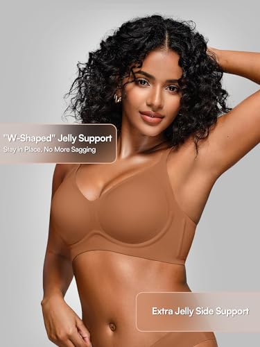 Image of Wireless Jelly Bras for Women No Underwire - S-2XL Seamless Padded T-Shirt Bralette with Support, Comfortable Everyday Bra