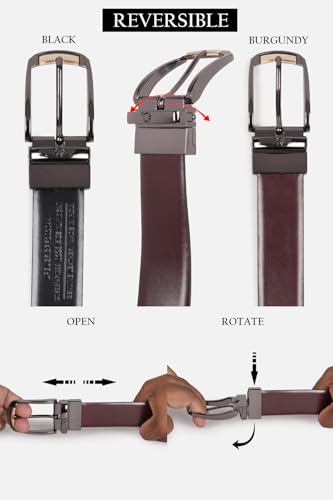 Image of Louis Philippe Men's 100% Italian Leather Dual Tone Zinc Alloy Buckle Formal Reversible Belt
