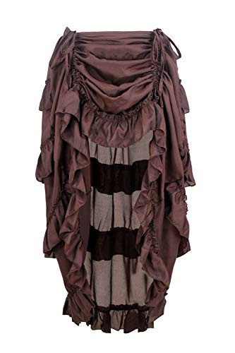 Charmian Women's Steampunk Gothic High Low Cyberpunk Skirt Coffee Small
