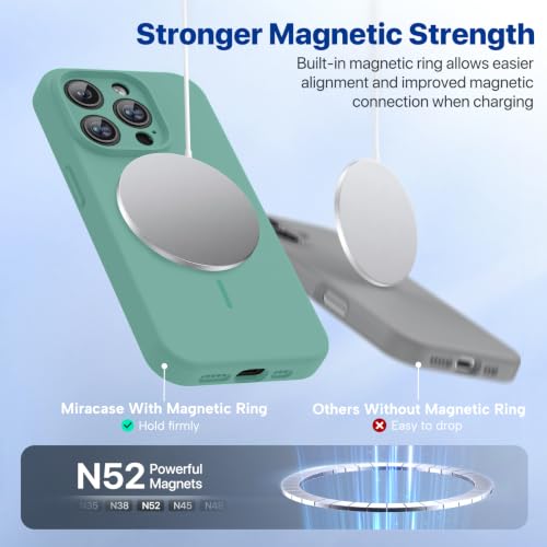Image of Miracase Silicone & Magnetic for iPhone 15 Pro Max Case, Midnight Green