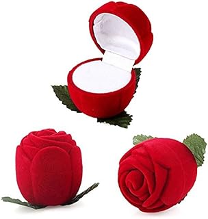 ZHOUBA Red Rose Flower Jewelry Box Wedding Ring Earrings Storage Display Holder Gift Box 1pcs
