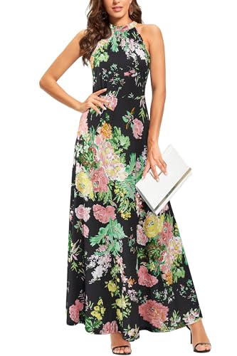 Image of STYLEWORD Women's Summer Floral Halter Maxi Dress Vacation Semi Formal 2026