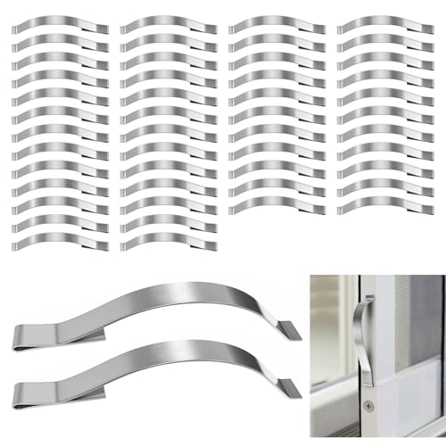 ZIUZI 50 Pcs Window Screen Tension Spring Clips, 1/4" Wide Stainless Steel Corner Mount Flat Springs for Aluminum Channels, Prevent Screen Windows Shaking