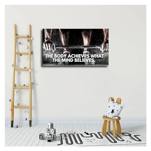 Canvas-Quotes-Wall-Art-Black-and-White-Weightlifting-Pictures-Man-Bodybuilding-Motivational-Inspirational-Poster-for-BedRoomFitness-Room-Deco-1218inchUnframed