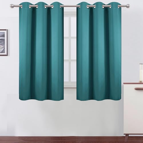 Image of LEMOMO Sea Teal Blackout Curtains 42 x 54 Inch Length Set of 2 Panels Grommet Bedroom Curtains for Living Room