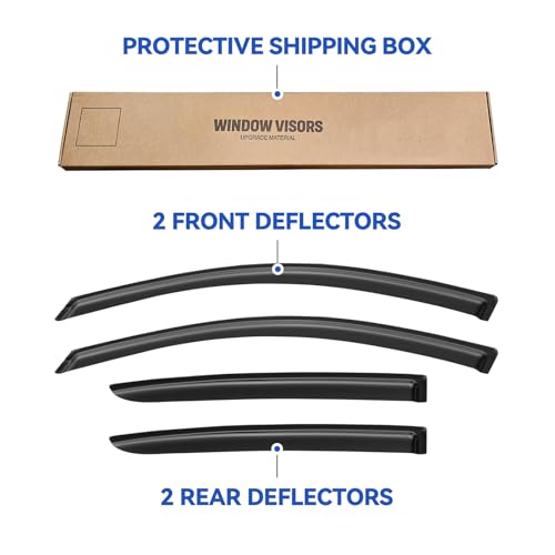 Image of Window Visors Rain Guards Shield for 2012-2019 Nissan Versa Sedan, Out-Channel Window Vent Wind Deflectors Visors Shades for 12-19 Nissan Versa