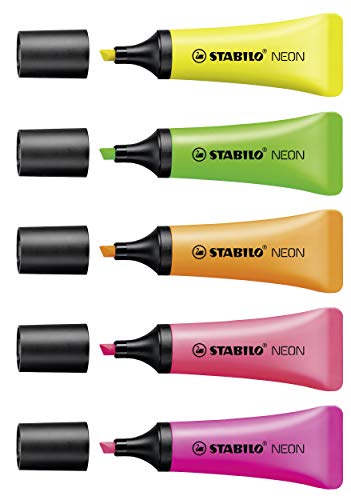 STABILO - Textmarker - NEON - 5er Pack - gelb, grün, orange, pink, magenta