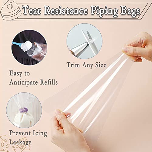 Disposable Piping Bags And Tips Set - 14 Inch Thickened Pastry Bags With 6 Tips 2 Couplers And 6 Bag Ties, 100 Pieces Anti-Burst Icing Piping Bag For Cream Frosting Cookie Cake Decorating Supplies #TOP2