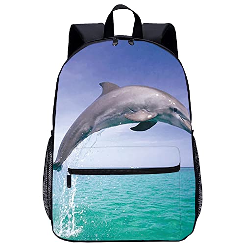 Sac à dos mode adolescents avec imprimé dauphin 3D et grand format