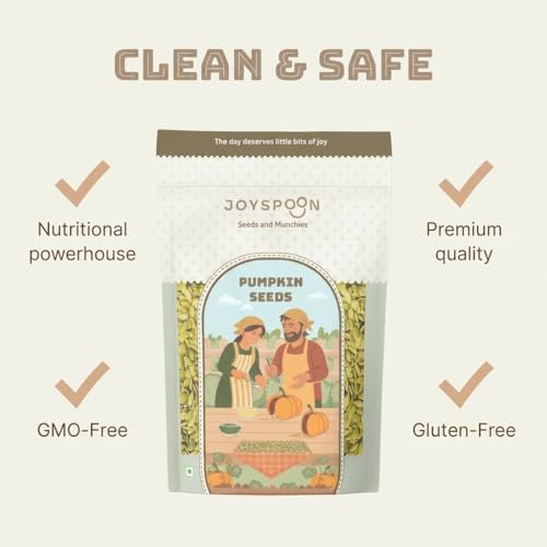 Image of JoySpoon Premium Roasted Pumpkin Seeds | High Protein & Fibre Rich Superfood Snack | Gluten Free, Trans Fat Free Healthy Munching Seeds | Daily Nutrition Snack | 200g
