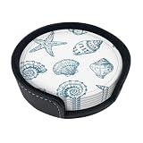 Tamaño ideal: juego de 6 posavasos con un diámetro de 3.9 pulgadas y 0.12 pulgadas de grosor, estos posavasos con estampado de concha de estrella de mar con soporte se adaptan a una amplia variedad de tazas y vasos, seguro que decoran tus muebles, ideales como decoración de mesa de café, di adiós a las manchas de agua y manchas en tu mesa