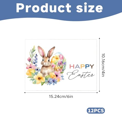 Uzndq Osterkarten mit Umschlag Set 12 Stück, Aufklappbare Frohe Ostern Grußkarten,Osterkarten Karte Ostern,Happy Easter Bastelset
