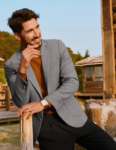 PJ PAUL JONES Mens Casual Sport Coats Two Button Slim Fit Blazer Lightweight Pattern Lined Notch Lapel Suit Jacket2