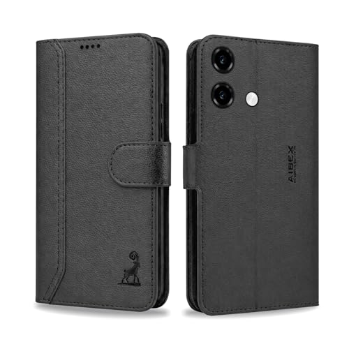 Image of AIBEX Compatible for HMD Vibe 2 5G Flip Cover Leather Finish | Inside TPU with Card Pockets | Wallet Stand | Complete Protection Flip Case Black