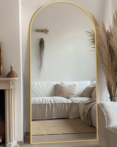 antok Espejo de Cuerpo Entero, 180 x 76 cm, Espejo de pie arqueado Grande de Longitud Completa,...