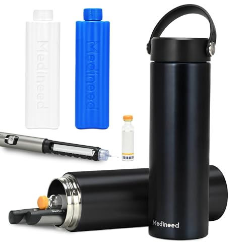 Image of Medineed Insulin Cooler Travel Case TSA Approved, Portable Medication Cooler with Ice Packs, Refrigerated Diabetes Travel Organizer for 1-4 Pens and Diabetic Supplies (Black)