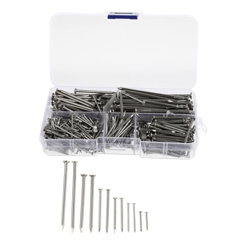 FUNOMOCYA 460個 ステンレス製釘アソートキット 入り 高硬錆びにくい木工用画鋲 壁掛け写真用 手芸適用 家用多用途
