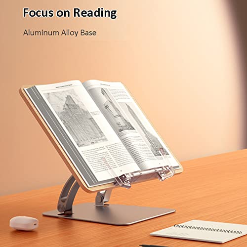 Qinth Book Stand For Reading, Cookbook Holder, Wooden Alloy Tablet Stand, 180° Rotating, For Office, Kitchen, School, Textbook, Recipe, Magazine, Tablet #TOP5