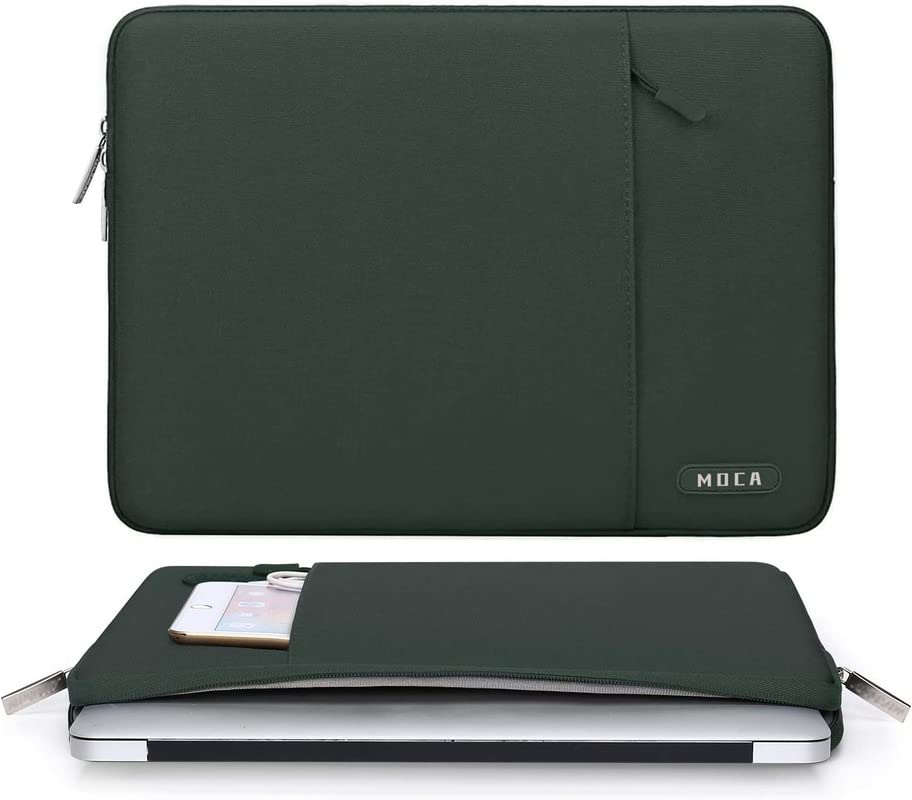 Image of MOCA Laptop Sleeve Bag Compatible with Old MacBook Air 13.3 / MacBook Pro 14 M3 M2 M1 Pro /Max A2442 Sleeve,Polyester Vertical Case with Pocket,Green