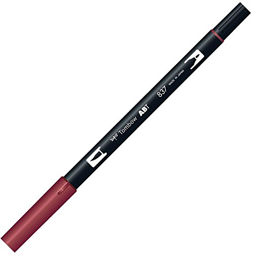 トンボ鉛筆 筆ペン デュアルブラッシュペン AB-T ワインレッド 6本 AB-T837-6P