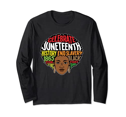Juneteenth Afro Melanin Mujeres Chica África Antecedentes Libertad Manga Larga