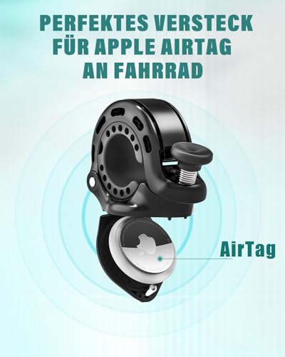 Fahrradklingel für Apple AirTag 110 dB Mini Diebstahlsicherung für Rennräder, Kinder-, Elektro- und Mountainbikes 22-31,8 mm