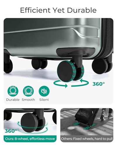 Image of BAGSMART Carry On Luggage 22x14x9 Airline Approved with Spinner Wheels,Lightweight 20 Inch Luggage with TSA Lock,Expandable Hard Shell Carry On Suitcases for Men Women,Olive